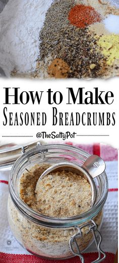 an image of how to make seasoned breadcrumbs in a jar with text overlay