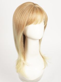 T613/27 | Honey Blonde Highlight Steak with Platinum Blonde Tip Flower Netting, Center Part Bangs, Straight Layers, Closed Flower, Vivica Fox Wigs, Vivica Fox, Parted Bangs, Short Bangs, Cap Collection