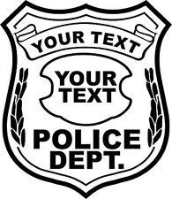 a police badge with the words your text is in black and white, on a white background