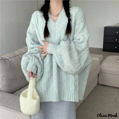 Olivia Mark - Loose-Fitting Knitted Top with Comfortable and Lazy Design, Ideal for Keeping Warm - Twisted Doughnut Sweater Winter Women Sweater, Oversized Knitted Jumper, Loose Knitwear, Loose Jumper, Oversized Sweater Women, Shiny Pants, Streetwear Fits, Women Sweaters Winter, Preppy Casual