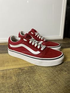 Check out Vans Old Skool Red White Sneakers Men Sz 3.5 Women Sz 5 Canvas Suede Low Skate, the latest item I added on eBay! #eBay #eBaySeller Shoes Vans, Vans Red Shoes, Red Low-top Urban Skate Shoes, Vans Classic Black, Red Vans Authentic, Red Low-top Synthetic Skate Shoes, Red Vans Skate Shoes, Vans Aesthetic, Red Vans