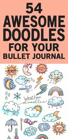 Cute Things To Draw In Your Journal, Bujo Weather Tracker Ideas, Daily Doodle Ideas, Sun Doodle Simple, Journaling Doodles Ideas, Calendar Doodles Ideas, Rain Bullet Journal, Moon Doodle Art, Weather Bullet Journal