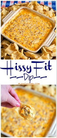 a collage of photos showing different types of dips and nachos with text overlay