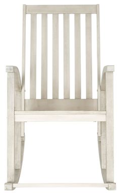 a white wooden rocking chair against a white background