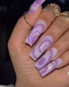 Nail Polish Ideas Easy, Rave Nails, Purple Acrylic Nails, Diy Acrylic Nails, Nails Now, Vibrant Nails, Simple Acrylic Nails, Really Cute Nails, Bling Acrylic Nails