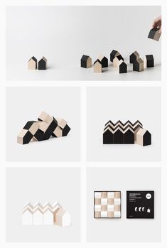 several different types of black and white business cards with the same pattern on them, all in various shapes and sizes