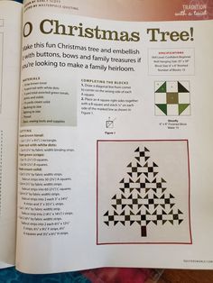 an open book with instructions on how to make a christmas tree