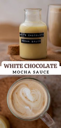 white chocolate mocha sauce in a glass mug