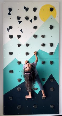 Kids Indoor Home Rock Climbing Wall With Easy Install Kit Painted, Sustainable Holds, Toddler Climber, Indoor Playground, Kids Gym - Etsy UK Rock Climbing Wall Mural, Climbing Wall Mural, Rock Climbing Wall In House, Toddler Rock Climbing Wall, Kids Climbing Wall Indoor, Climbing Wall Kids Room, Home Climbing Gym, Rock Climbing For Kids