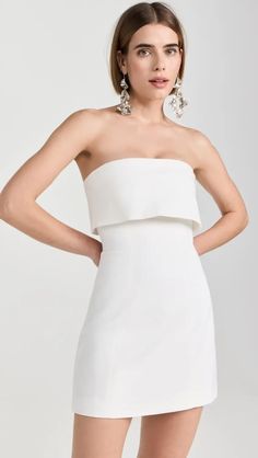 MISHA Jemma Dress | Shopbop Chic Strapless Elastane Dress For Summer, Bandeau Strapless Elastane Dress, Angel Baby Clothes, Women Bride, Semi Formal Dress, Grad Dresses, Reception Dress, Strapless Mini Dress, China Fashion