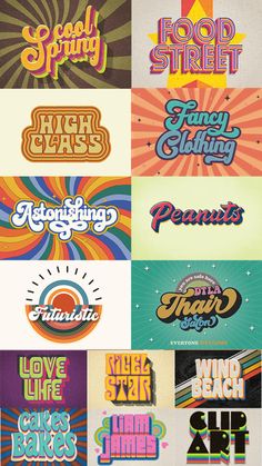 Logo Design Ideas 1970s Logo Design, Retro Business Logo, 70s Logos, 70s Logo Design, Funky Logo Design, Bohemian Logo Design, Funky Typography, Funky Logo, 70s Logo