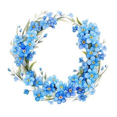 blue flowers are arranged in the shape of a circle