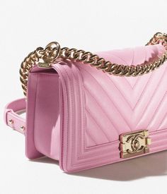 BOY CHANEL Handbag - Calfskin & gold-tone metal — Fashion | CHANEL Chanel Handbags Classic, Pink Boy, Boy Chanel, Bags 2022, Small Drawstring Bag, Mode Chanel, Chanel Store