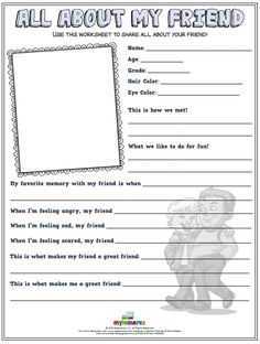 an all about my friend worksheet for kids to learn how to say something