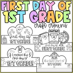 first day of 1st grade coloring pages with the words first grade and first grade on them