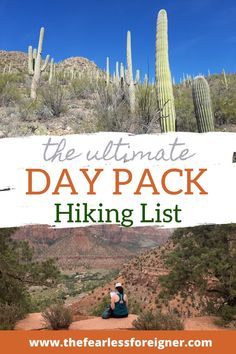 Cactus against a bright blue sky // back of a person reading a map in Zion Canyon Hiking Trip Packing List, Winter Vacation Packing, Day Hike Packing List, Hiking Packing List, Packing Essentials List