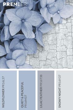 the color scheme is blue and gray, with some flowers on it's side