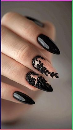 Lace Nail Art, Gothic Nails, Spring Nail Art, Halloween Nail Designs, Favorite Season