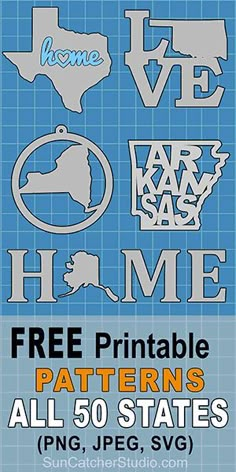 the free printable pattern for all 50 states svg, dxf and png