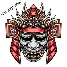 an image of a japanese warrior mask with the words, hisontfater on it