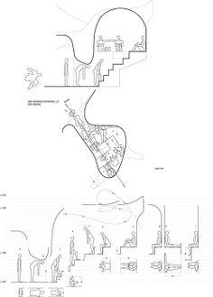 an architectural drawing shows the steps leading to different areas