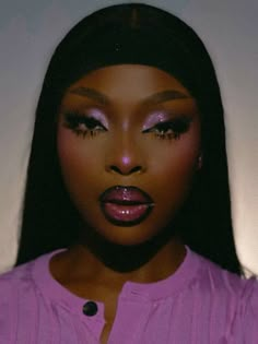 2009 Makeup Trends, Pink 80s Makeup, Chrome Makeup Look, 2002 Makeup, Early 2000 Makeup, Purple Lip Combo, Cool Eyeshadow Looks, Colorful Eyebrows, Alternative Makeup Looks