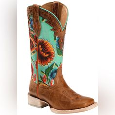 Floral Cowboy Boots. Worn Floral Cowboy Boots, Ariat Cowboy Boots, Ariat Shoes, Fashion Diva, Diva Fashion, Blue Brown, Cowboy Boots, Bootie Boots, Diva