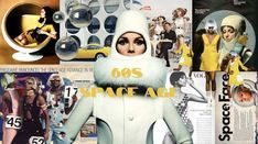 an advertisement for space age clothing and accessories