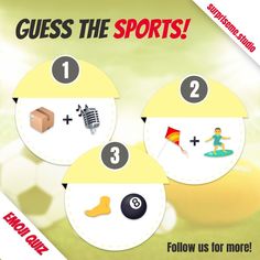 an info board showing how to play the game guess the sports