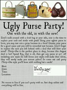 an advertisement for ugly purse party