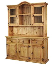 Rustic Traditional Medium Hutch & Buffet - Farmhouse Kitchen and Bath Rustic China Cabinet, Rustic Hutch, Hutch Buffet, Wood Hinges, Buffet Hutch, Kitchen Buffet, Wood Buffet, Dining Room Buffet, Rustic Traditional