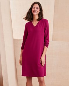 A stylish staple to take you from season to season and day to night. Crafted in TENCEL™ Lyocell jersey for effortless fluidity.  By EILEEN FISHER exclusively for Garnet Hill. A-line silhouette. V-neckline. Long sleeves. Garnet Hill, Dress Home, Random Ideas, To Night, Quilting Ideas, Petite Size, V Neck Dress, Eileen Fisher, Women's Fashion Dresses