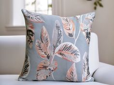 Ice Blue Leaves Throw Pillow Cover for Hamptons Style freshens up your decorations with Tropical Decor spirit. An accent of design and touch of textile can elevate the whole look for your interiors. This luxury , Blue Throw Pillow Cover, offers you so much elegant affect and modernity with its high quality fabrics. Good combination with all home decor styles tropical, christmas, mid century, farmhouse, botanical, vintage, art deco, country, bohemian, modern, rustic, minimal, natural, boho... In addition it is a perfect Housewarming Gift or Mother's Day Gift Idea for the beloved ones. This Mint Cushion Cover, is handmade by me. I handpicked meticulously Leaf Accent Pillow fabric for the front and mint green cotton for the backing. An invisible zipper at the bottom of the decorative sham cov Pillow Cozy, Leaf Pillow, Blue Throw Pillow, Botanical Vintage, Blue Pillow Covers, Tropical Christmas, Leaves Pillow, Natural Boho, Bohemian Modern