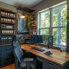 an office with lots of drawers and desk space