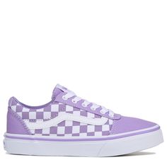 Vans Kids' Ward Sneaker Pre/Grade School Shoes (Checkerboard/Purple) Purple Vans, Big Kids Shoes, Purple Outfit, Vans Kids, Sneakers Fashion Outfits, Strappy Sandals Flat, Toe Post Sandals