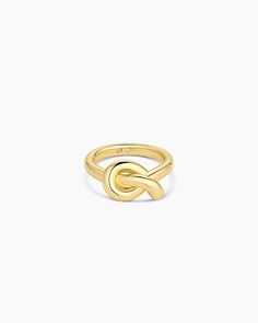 Make a statement with the Infinity Knot Ring. This stunning gold plated knot ring brings eye-catching shine to your daily ring stack. Its unique design is easy to love and perfect for adding a touch of elegance to any outfit. Infinity Knot Ring in 18k Gold, Women's Size 5 by gorjana Infinity Knot Ring, Earrings Stacking, Pearl Birthstone, Infinity Knot, Statement Rings Diamond, Ring Stack, Rose Ring, Knot Ring, 14k Gold Necklace