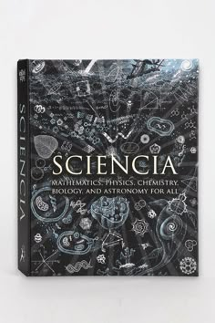 the book cover for science, with black and white drawings on it's front