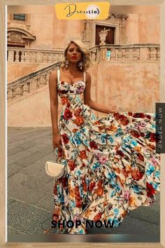 Women's Swing Dress Maxi Long Dress Sleeveless Floral Print Fall Elegant Casual Rainbow S M L Xl Wine White, Cheap Maxi Dresses, Maxi Long Dress, Estilo Hippie, Maxi Dress Online, Elegant Casual, Daily Dress, Dress Midi, Dress Maxi