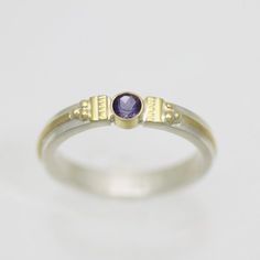 Eastern Tension Ring, sm. with Iolite in Sterling Silver & 14ky Gold Tension Ring, Resize Ring, Indian Jewellery Design Earrings, Celebrity Engagement Rings, Mother Rings, Jewelry Design Earrings, Design Earrings, Gold Wire, Jewellery Design