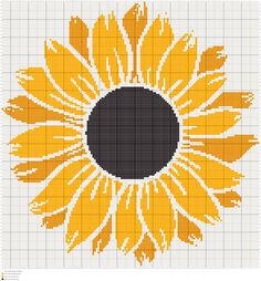 a cross - stitch sunflower with black center