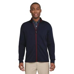 The Chaps Mens Performance Fleece Full-Zip Jacket is a versatile pullover that can be worn alone or layered over a stylish Chaps button-down shirt or t-shirt. Perfect for on and off duty days! Size: 5XL.  Color: Blue.  Gender: male.  Age Group: adult. Navy Outfit, Active Jacket, Big Clothes, Hooded Shirt, Big Men, Blue Gender, Zip Sweater, Big And Tall, Zip Jacket