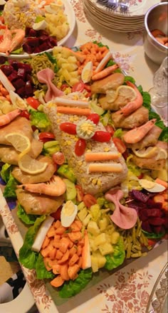 a large platter filled with lots of food