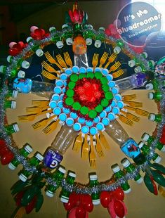 a table topped with lots of different types of utensils and bottles on top of it