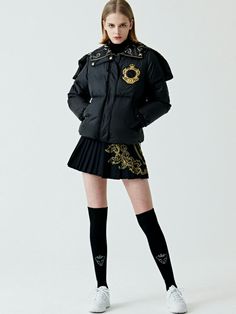 High Knee Socks Outfit, Sock Outfits, High Knees, Varsity Jacket, My Style, Dresses, Clothes