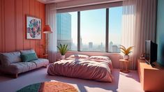 Modern Bedroom with City View