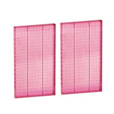 two pink pegboard dividers with white dots on them