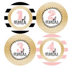 three month birthday cupcake toppers with gold glitter