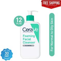 CeraVe Foaming Face Wash, Face Cleanser for Normal to Oily Skin, 12 fl oz. Product Features: Gentle foaming action refreshes and cleanses skin while removing excess oil Hyaluronic acid to help retain skin’s natural moisture Niacinamide helps calm skin Non-comedogenic, non-drying and non-irritating Ideal for normal to oily skin Suitable to use daily on face and body With ceramides 1, 3 and 6-II to help restore skin’s natural barrier Developed with Dermatologists Description: Developed with dermatologists, CeraVe Foaming Face Wash, Daily Face Cleanser for Normal to Oily Skin has a unique formula with three essential ceramides (1, 3, 6-II). Face wash cleanses and removes oil without disrupting the protective skin barrier or leaving the skin feeling stripped of moisture. Gentle foaming action Wash Face, Skin Care Cleanser, Skin Barrier, Cleanser And Toner, Face Cleanser, Oil Control Products, Facial Cleanser