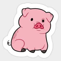 a pink pig sitting on the ground