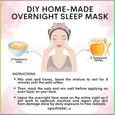 Maintain your Glow! Here's one of the overnight face masks that you can easily prepare at home. . . . . . . . . . . #PostNatalU #AntiAgingTips #FaceMask #SkinTips #HealthTips #SkinCareTips #FaceMask #OatFaceMask #HomeMadeFaceMask Overnight Mask Diy, Overnight Diy Face Mask, Oats Face Mask Glowing Skin, Diy Overnight Face Mask, Oats Face Mask, I Still Care, Sleeping Face Mask, Overnight Hair Mask, Overnight Face Mask